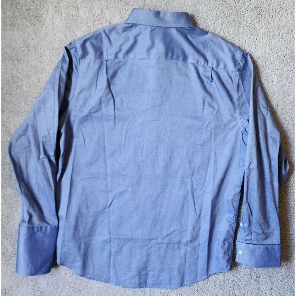 Banana Republic Non Iron Slim Fit Blue Long Sleeve‎ Button Up Shirt Size 17-17.5